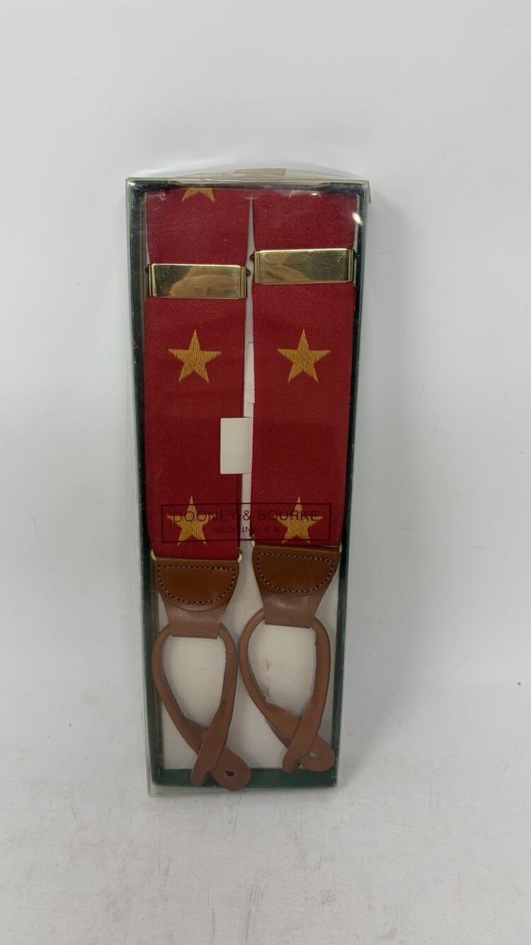 Dooney & Bourke VTG Star Red Suspenders Made In USA